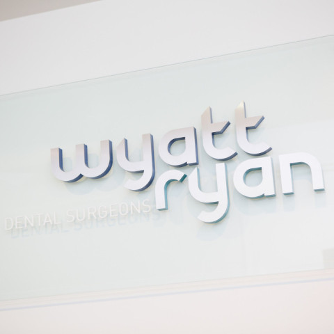 Logo signage of Wyatt Ryan dental services in Geelong.